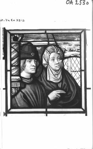 Vitrail : deux personnages à mi-corps, image 2/2
