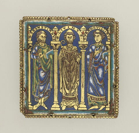 Plaque émaillée : les saints Sébastien, Liévin, Tranquillin, image 1/8