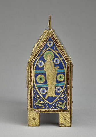 Châsse : Crucifixion entre deux apôtres ; Christ en majesté parmi quatre apôtres, image 4/8