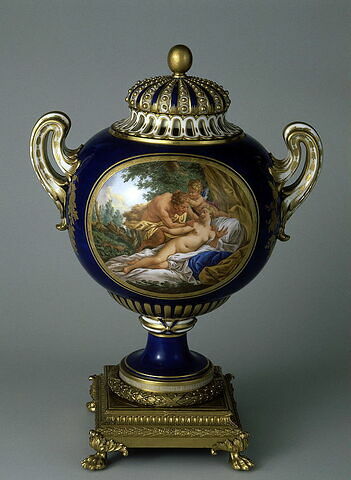 Vase "ballon" à fond "beau bleu"