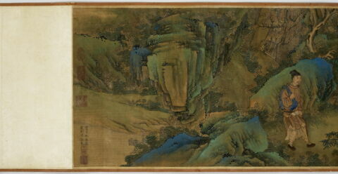 Rouleau: Sept gentilshommes passent les cols (Qizi duguantu 七子度關圖), image 3/16