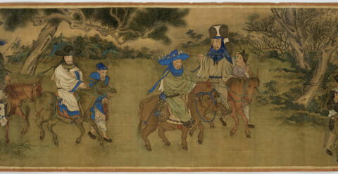 Rouleau: Sept gentilshommes passent les cols (Qizi duguantu 七子度關圖), image 7/16