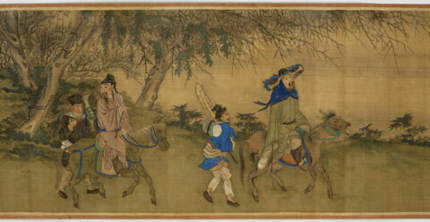 Rouleau: Sept gentilshommes passent les cols (Qizi duguantu 七子度關圖)
