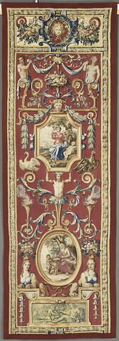 L'Automne et l'Hiver, d'une garniture complétant une tenture des Mois Grotesques de la tenture des Mois Arabesques, destinée à décorer une niche dans le cabinet du Roi à Trianon
