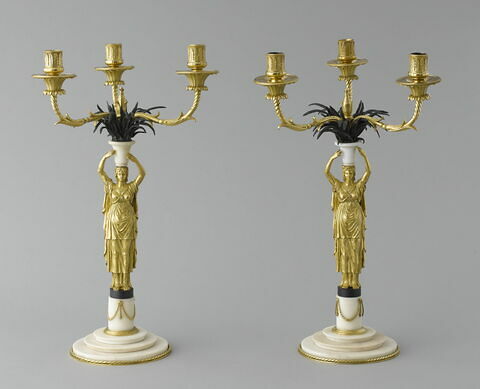 Paire de candélabres à trois branches avec cariatide, image 2/6