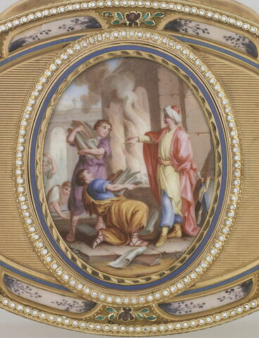 Tabatière ovale : l'incendie de la bibliothèque d'Alexandrie, image 3/6