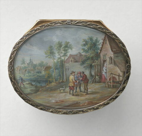 Tabatière ovale en or de couleurs ornée de miniatures, image 4/9