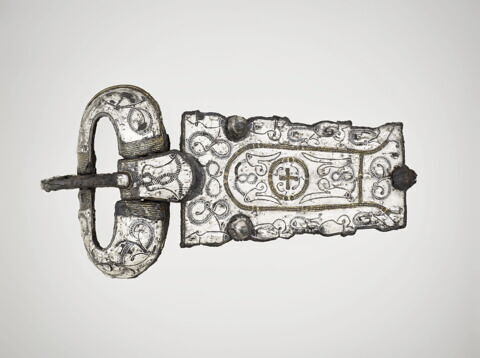 Plaque-boucle de ceinture damasquinée