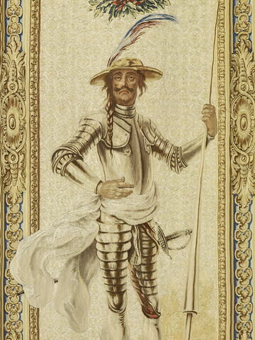 Entre-fenêtre : Don Quichotte, de la tenture de l'Histoire de Don Quichotte aux armes de la famille d'Argenson, image 3/8