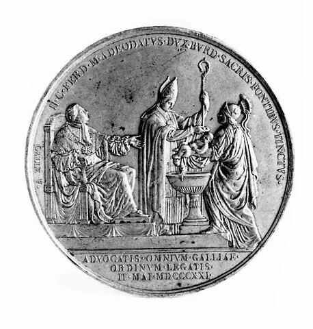 Médaille : Baptême du duc de Bordeaux, cliché de revers, image 1/1