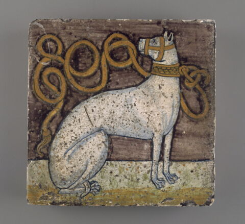 Carreau carré, d'un ensemble de six carreaux aux emblèmes des Gonzague (OA 6342 A-F) : allégorie de la Fidélité, image 4/4