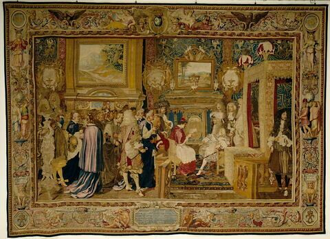 L'audience du légat : le cardinal Chigi reçu à Fontainebleau par Louis XIV, de la tenture de l'Histoire du roi, image 1/7