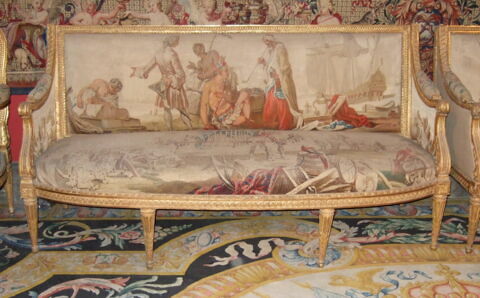 Canapé à joues, d'une suite de deux (avec OA 10506 1) et de huit fauteuils "à la reine" (OA 10506 3 à OA 10506 10)