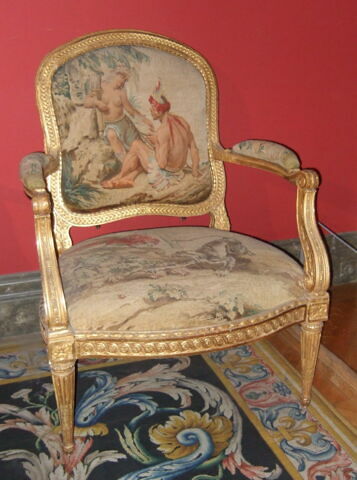 Fauteuil "à la reine", d'une suite de huit (OA 10506 3 à OA 10506 10) et de deux canapés à joues (OA 10506 1 et OA 10506 2)"