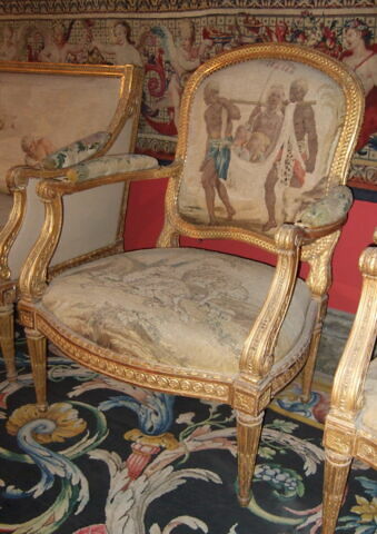 Fauteuil "à la reine", d'une suite de huit (OA 10506 3 à OA 10506 10) et de deux canapés à joues (OA 10506 1 et OA 10506 2)"