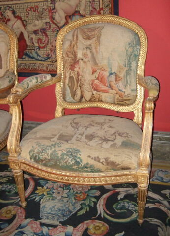 Fauteuil "à la reine", d'une suite de huit (OA 10506 3 à OA 10506 10) et de deux canapés à joues (OA 10506 1 et OA 10506 2)"