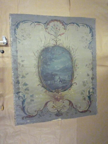 Panneau : L'Eté, d'une suite de quatre pièces ornées de médaillons en grisaille illustrant les Quatre saisons