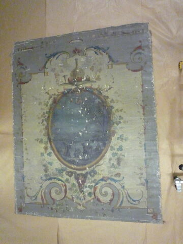 Panneau : L'Automne, d'une suite de 4 pièces ornées de médaillons en grisaille illustrant les Quatre saisons