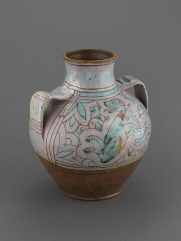 Grand vase ovoïde à deux anses : un sanglier et un chien courant, image 2/7