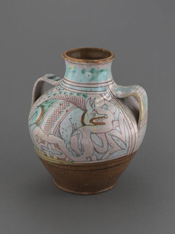 Grand vase ovoïde à deux anses : un sanglier et un chien courant, image 3/7