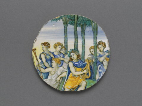 Fond de plat : Apollon et les Muses sur le Mont Parnasse