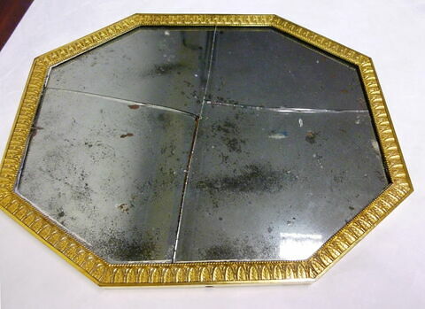 Miroir octogonal en bronze doré et acajou du nécessaire de voyage, image 1/1
