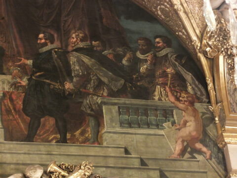 La Gloire et la Vérité couronnant les oeuvres du Génie - Les divers âges du Louvre. 
Présentation à Henri IV de la Galerie du bord de l'eau, image 4/4