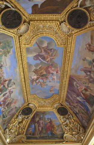 Plafond : Salle de Septime Sévère - Mucius Scaevola, au dessus de la corniche, côté sud., image 6/6