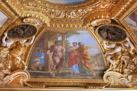 Plafond : Salle de Septime Sévère - Les députés du Sénat apportant la pourpre à Cincinnatus, au dessus de la corniche, côté nord., image 2/5