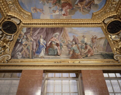 Plafond : Salle de Septime Sévère - La Continence de Scipion, au dessus de la corniche, côté est., image 9/15