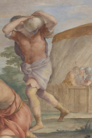 Plafond : Salle de Septime Sévère - La Continence de Scipion, au dessus de la corniche, côté est., image 4/15