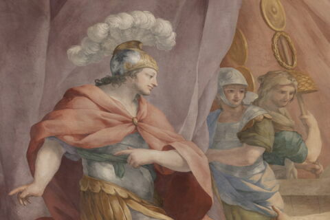 Plafond : Salle de Septime Sévère - La Continence de Scipion, au dessus de la corniche, côté est., image 6/15