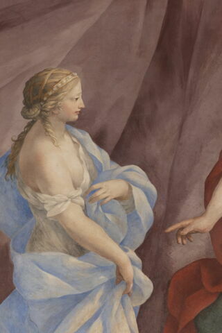 Plafond : Salle de Septime Sévère - La Continence de Scipion, au dessus de la corniche, côté est., image 7/15