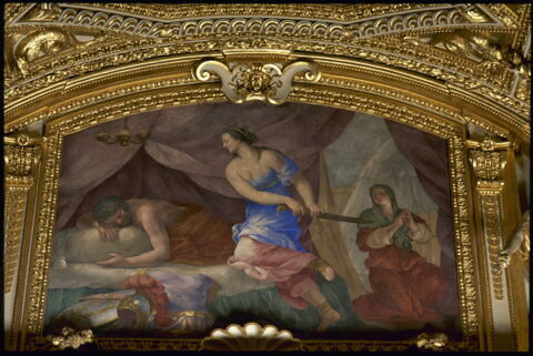 Plafond : Salle des Antonins - Judith et Holopherne, au dessus de la corniche, côté nord,, image 6/8