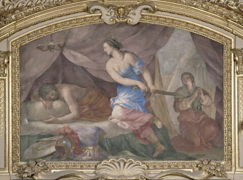 Plafond : Salle des Antonins - Judith et Holopherne, au dessus de la corniche, côté nord,, image 5/8