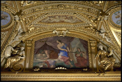 Plafond : Salle des Antonins - Judith et Holopherne, au dessus de la corniche, côté nord,, image 7/8