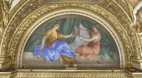 Plafond : Salle des Antonins - La Prudence et la Prévoyance, au dessus de la corniche, côté ouest, au centre., image 2/6