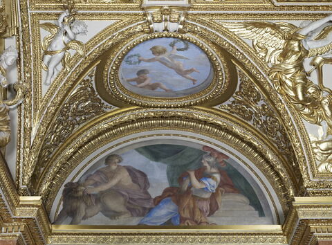 Plafond : Salle des Antonins - La Tempérance et la Paix, au dessus de la corniche, côté est, au nord, image 4/6