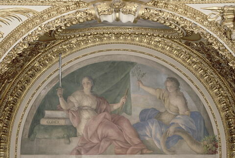 Plafond : Salle des Antonins - La Justice et l'Abondance, au dessus de la corniche, côté est au centre, image 5/5