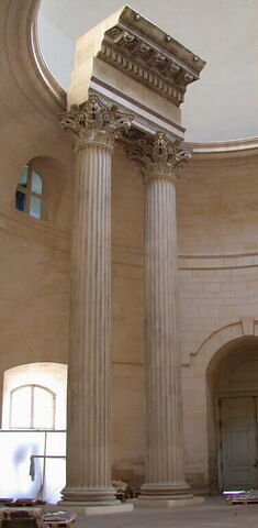 Tirage de deux colonnes et d'un fragment d'entablement du temple de Castor et Pollux