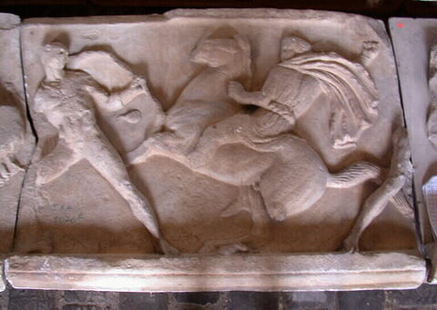 Tirage d'une plaque représentant une Amazone cavalière contre un Grec, image 1/1