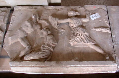 Tirage d'une plaque représentant un Grec contre deux Amazones, image 1/1