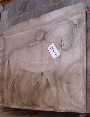 Tirage d’une plaque représentant un homme et deux chevaux, image 1/1