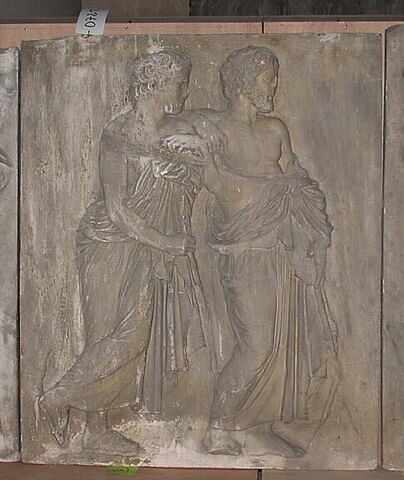 Tirage d’une plaque de la frise est du Parthénon représentant deux héros, image 1/1