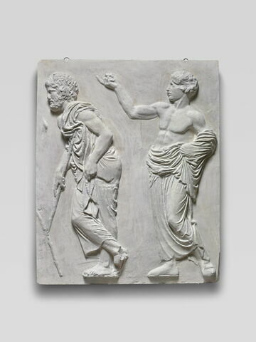 Tirage d’une plaque de la frise est du Parthénon représentant deux héros
