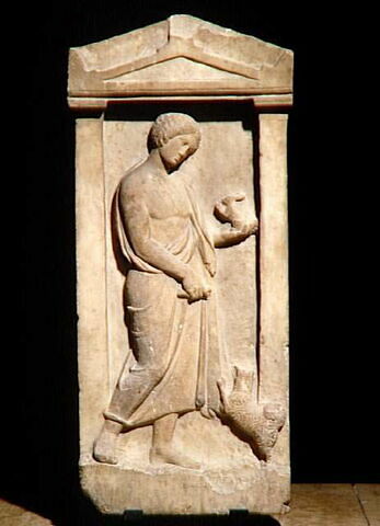 Stèle funéraire, garçon et chien, image 4/4
