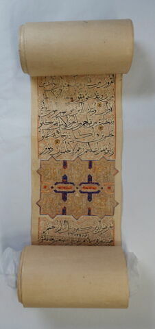 Rouleau coranique : 26e juz' : de la sourate 46 (Al ʾahqaf, al-aḥqāf), verset 1 à la sourate 51 (Ceux qui se déplacent rapidement, al-ḏāriyāt), verset 30, image 13/15