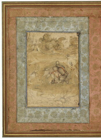 Combat de chameaux ; Chasse au lion (page d'album), image 4/6