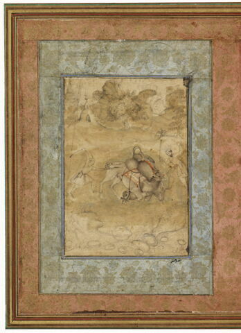 Combat de chameaux ; Chasse au lion (page d'album), image 5/6