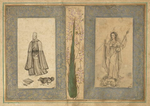 Missionnaire jésuite ; Femme debout sur une tête de monstre (page d'album), image 4/9